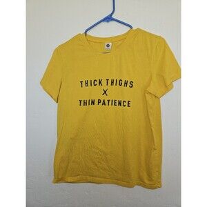 Y Unisex Yellow "Thick Thighs" Short Sleeve Tshirt, Size L